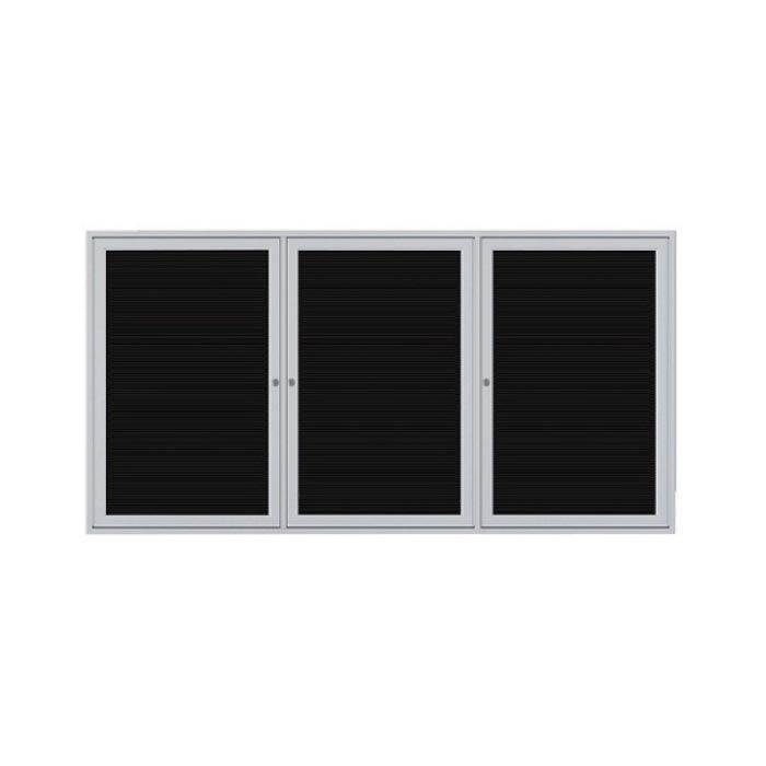 3-Door Satin Aluminum Frame Enclosed Flannel Letterboard