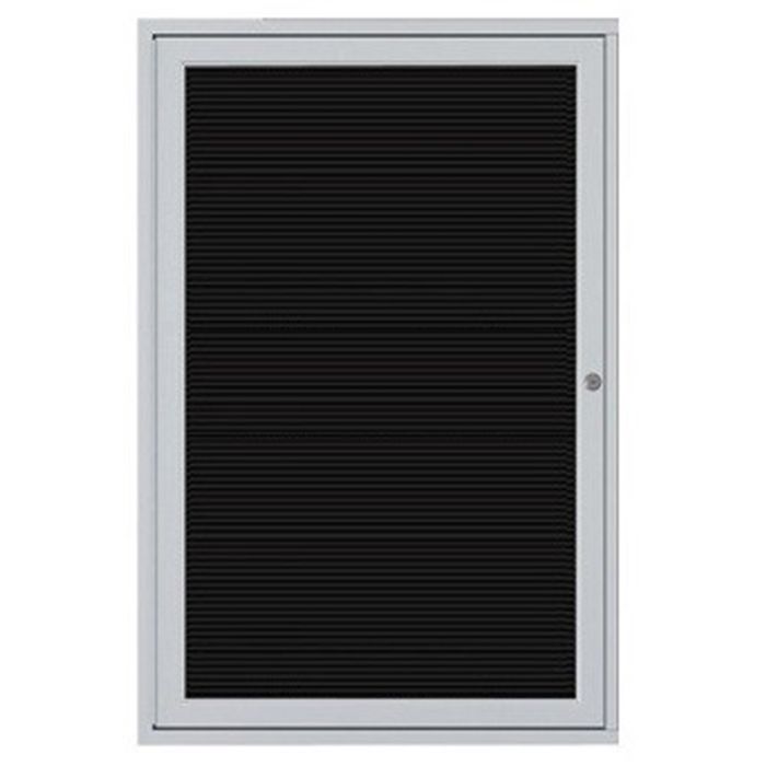 1-Door Satin Aluminum Frame Enclosed Flannel Letterboard