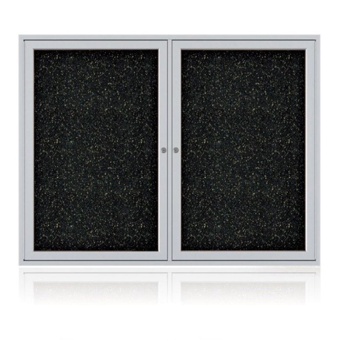 2-Door Satin Aluminum Frame Enclosed Recycled Rubber Tackboard