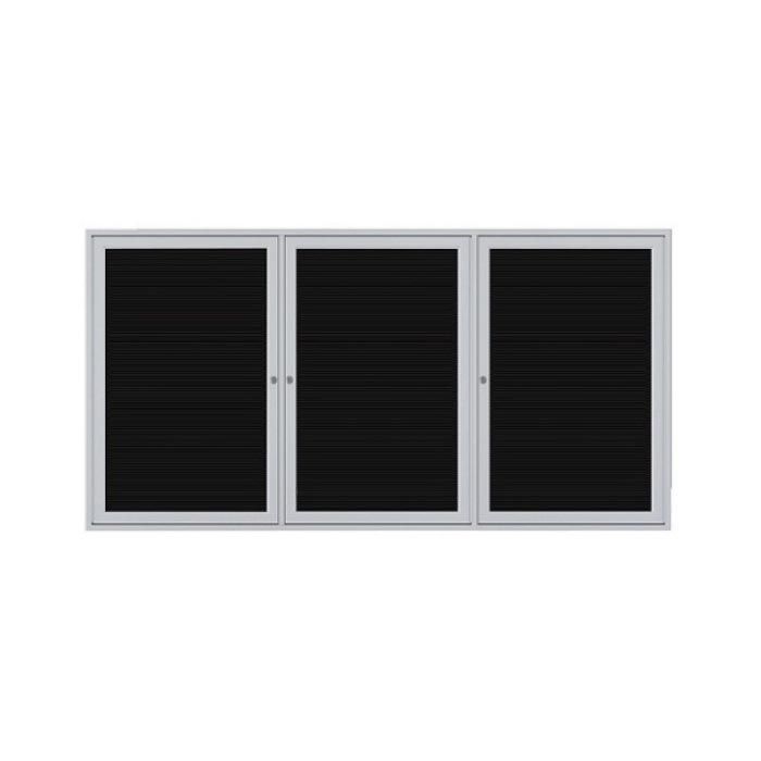 3-Door Satin Aluminum Frame Enclosed Flannel Letterboard