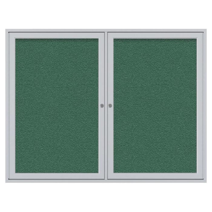 2-Door Satin Aluminum Frame Enclosed Vinyl Tackboard