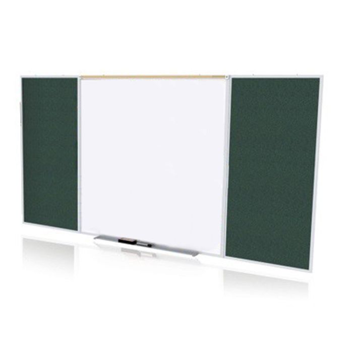 Style D Combination Unit - Porcelain Magnetic Whiteboard and Vinyl Fabric Tackboard