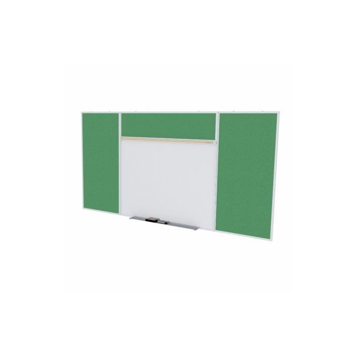 Style E Combination Unit - Porcelain Magnetic Whiteboard and Vinyl Fabric Tackboard
