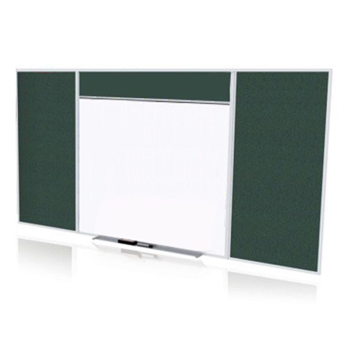 Style E Combination Unit - Porcelain Magnetic Whiteboard and Vinyl Fabric Tackboard