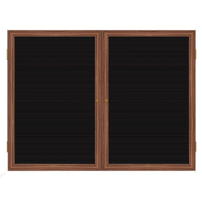 2-Door Wood Frame Cherry Finish Enclosed Flannel Letterboard