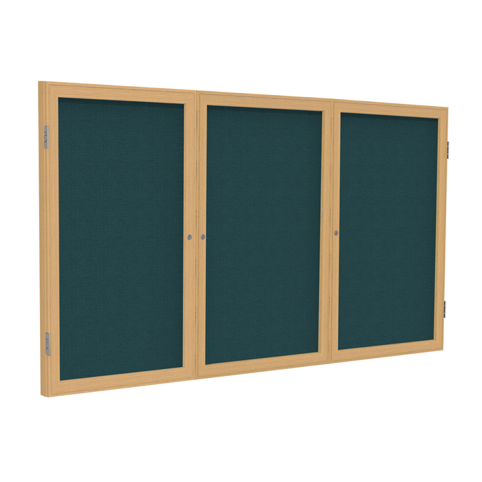 Ghent Wood Frame Oak Finish Enclosed Fabric Tackboard
