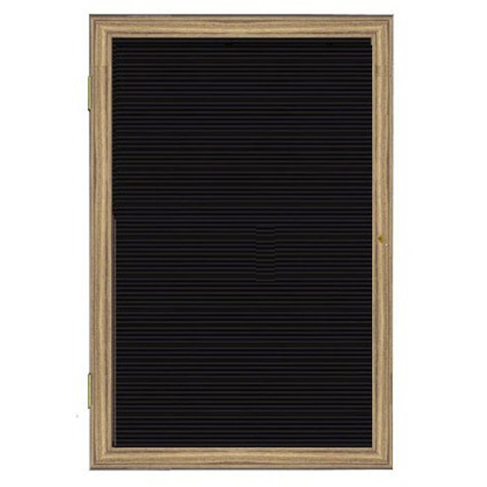 2-Door Wood Frame Walnut Finish Enclosed Flannel Letterboard