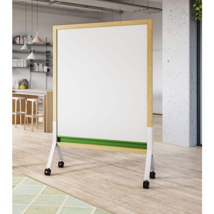 MIX Contemporary Porcelain and Cork Full Mobile Board-72”H x 48”W-Porcelain (Side 1) / Cork (Side 2) - Full Height