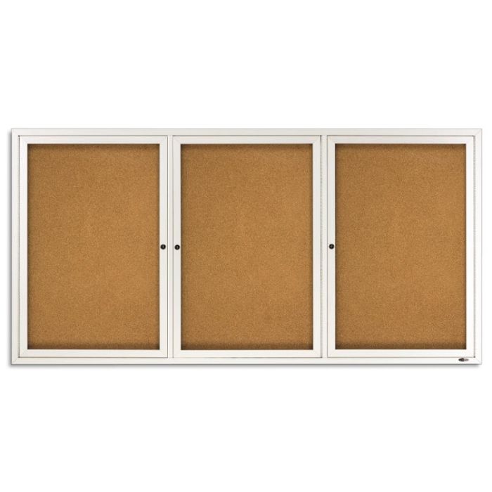 Quartet Enclosed Cork Bulletin Board - 3' x 6' - Aluminum Frame  