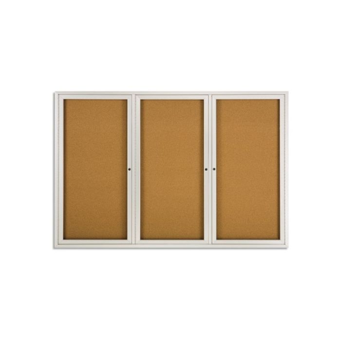 Quartet Enclosed Cork Bulletin Board - 4' x 6' - Aluminum Frame  