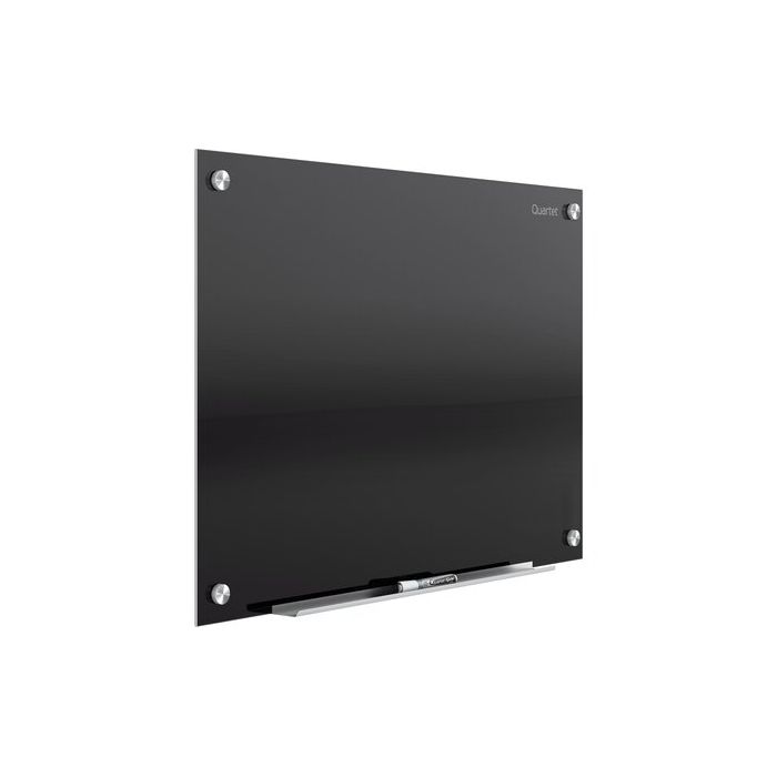 Quartet Infinity Glass Board - 24" x 18" - Black -Magnetic
