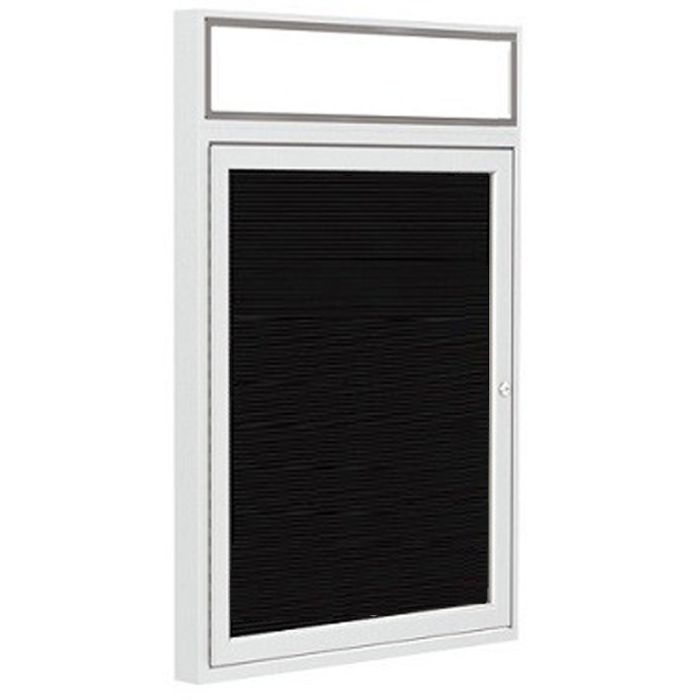 1-Door Satin Aluminum Frame w/ Illuminated Headliner Enclosed Flannel Letterboard