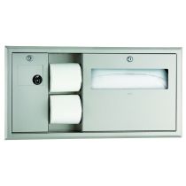 Bobrick 3091 Recessed-Mounted Toilet Tissue, Seat-Cover Dispenser and Waste Disposal