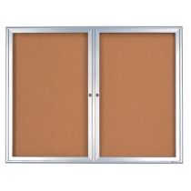 United Visual Double Door Radius Frame Enclosed Corkboard