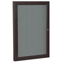 1-Door Bronze Aluminum Frame Enclosed Fabric Tackboard