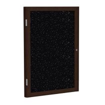 1-Door Wood Frame Walnut Finish Enclosed Recycled Rubber Tackboard