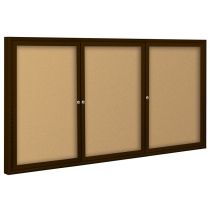 Best-Rite Outdoor Enclosed Bulletin Board Cabinet - 36"H x 72"W - 3 Doors - Coffee Aluminum   