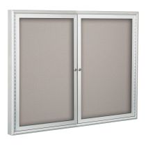 Outdoor Enclosed Bulletin Board Cabinet, 2 door - silver 3x5