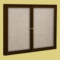 Best-Rite Outdoor Enclosed Bulletin Board Cabinet - 36"H x 48"W - 2 Doors - Coffee Aluminum  