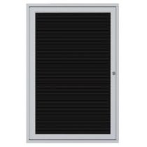 1-Door Satin Aluminum Frame Enclosed Flannel Letterboard